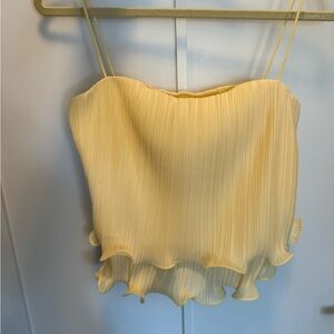 Butter Yellow Commense Pleated Layered Ruffle Skirt Set